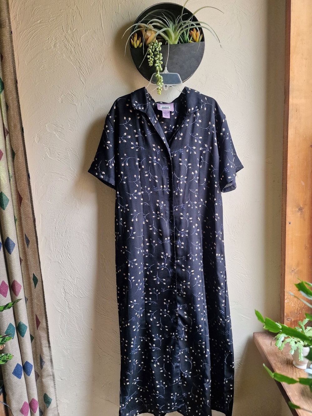 Preview International Black Floral Maxi Dress with Cream Motif